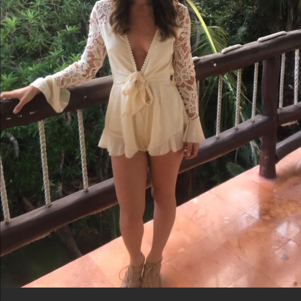 Cream Lace Romper